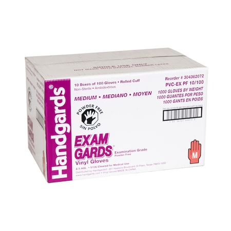 Examgards Handgards Exam Gards Powder Free Medium Vinyl Glove, PK1000 304362072